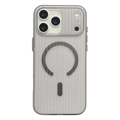 Voor iPhone 17 Pro Max hoesje compatibel met MagSafe Golfstructuur Harde PC telefoonhoes - Transparant Zwart