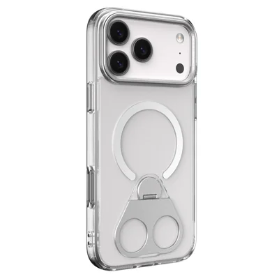 For iPhone 18 Pro Max / 17 Pro Max Phone Case Compatible with MagSafe TPU Acrylic Back Cover with Ring Kickstand - Silver