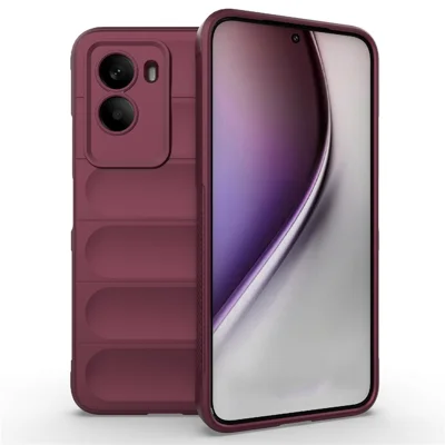 For Xiaomi Poco M7 4G (169mm)  /  Poco M7 Plus 5G Case Anti-Drop Soft TPU Rugged Phone Back Cover - Wine Red