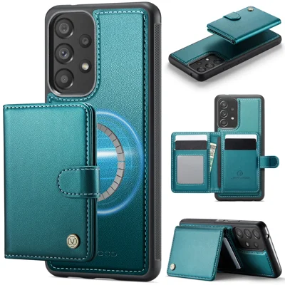 JEEHOOD For Samsung Galaxy A53 5G Case  J09 RFID Blocking Card Holder Leather Back Phone Cover Magnetic Case - Green