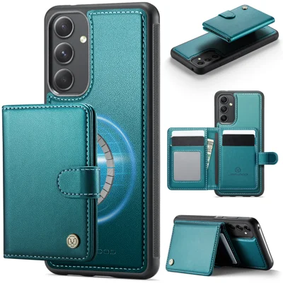 JEEHOOD For Samsung Galaxy A54 5G Case  J09 RFID Blocking Card Holder Leather Back Phone Cover Magnetic Case - Green