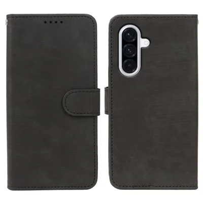 For Samsung Galaxy A56 5G Case Flip Wallet Striped Texture Leather Phone Cover - Black