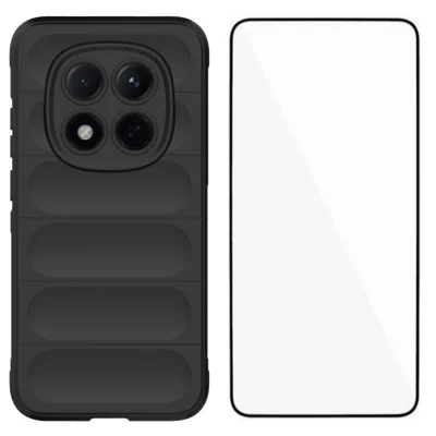 WANLONFENG For Xiaomi Redmi Note 15 Pro 5G (Global) TPU Case HD Series Anti Slip Phone Cover with Tempered Glass - Black