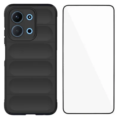 WANLONFENG For Xiaomi Redmi 15C 4G (EU) (173mm) / Xiaomi Redmi 15C 5G (EU) (173mm) TPU Case  HD Series Anti Slip Phone Cover with Tempered Glass - Black