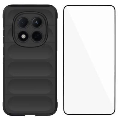 WANLONFENG For Xiaomi Poco M8 Pro 5G / Redmi Note 15 Pro+ 5G (Global) TPU Case  HD Series Anti Slip Phone Cover with Tempered Glass - Black