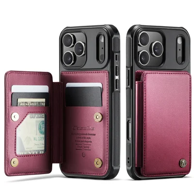CASEME For iPhone 18 Pro Max / 17 Pro Max Case with RFID Blocking 5 Card Slots  C22 Leather Back Cover - Red