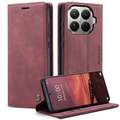 CASEME For Xiaomi 15T Pro Wallet Case  013 Series PU Leather Phone Cover Stand - Red