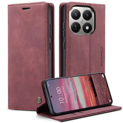 CASEME For Xiaomi 15T Wallet Case  013 Series PU Leather Phone Cover Stand - Red