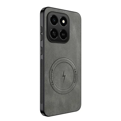 WANLONFENG For Honor 400 Smart 5G / 4G / X7d 4G Magnetic Case  SD1 Series Nappa Texture PC TPU Phone Cover - Grey