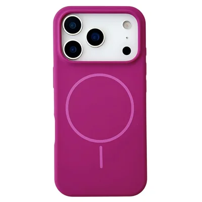 For iPhone 17 Pro Case Compatible with MagSafe Liquid Silicone Anti-Drop Phone Cover - Dark Rose