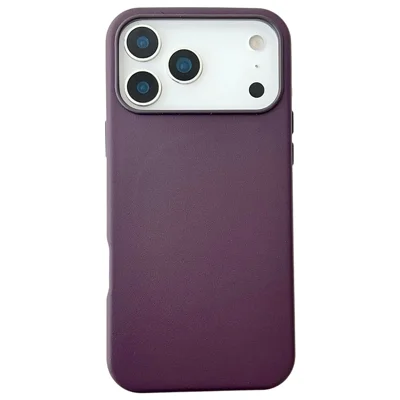 For iPhone 17 Pro Case Compatibel met MagSafe PU Leer Liquid Silicone Telefoonhoesje - Donkerpaars