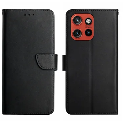 For Motorola Edge 60 Neo 5G / Edge 50 Neo 5G / Moto S50 5G / ThinkPhone 25 5G Case Genuine Cow Leather Phone Cover Nappa Texture - Black