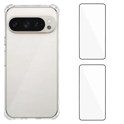 WANLONFENG For Google Pixel 10 Pro TPU Case  WL3 Series 1.5mm Phone Cover with 2Pcs Tempered Glass Films - Transparent