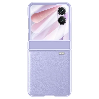 Til Honor Magic V Flip 2 Taske i Læder + PC Telefonbeskytter med HD Bagside lille Skærmprotector - Lilla