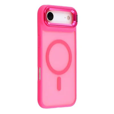 For iPhone Air Case Compatibel met MagSafe Lens Kickstand TPU + PC Matte Telefoonhoes - Roze