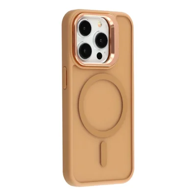 For iPhone 13 Pro Max Case Compatible with MagSafe Lens Kickstand TPU + PC Matte Phone Cover - Desert Gold