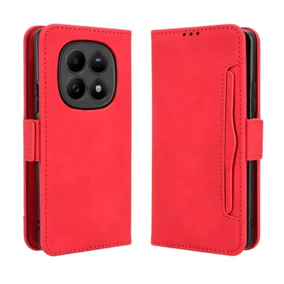 For Xiaomi Poco M8 5G / Redmi Note 15 5G (Global) / Note 15 4G (Global) Leather Case Phone Wallet Cover with Multiple Card Slots - Red