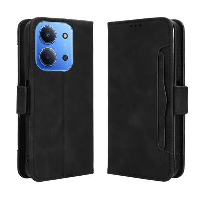 For Xiaomi Redmi 15C 5G (EU) (173mm) / Xiaomi Redmi 15C 4G (EU) (173mm) Leather Case Phone Wallet Cover with Multiple Card Slots - Black