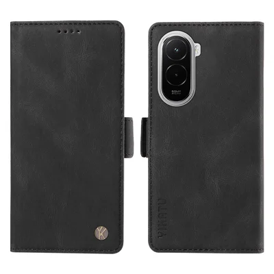 YIKATU For Xiaomi Poco M7 4G (169mm) Leather Case  YK-005 Skin-touch Feeling Wallet Phone Cover - Black