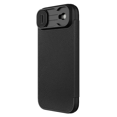 NILLKIN Qin Pro-serie voor iPhone Air hoesje met kaartslots Lederen telefoonhoes - Zwart