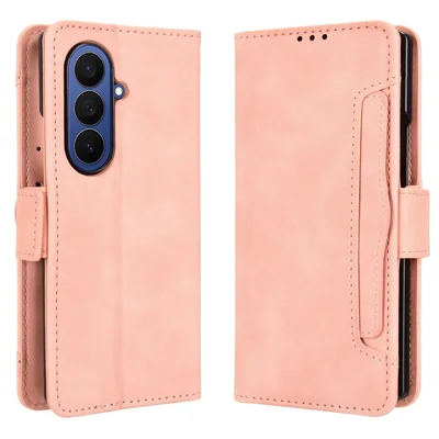 For Samsung Galaxy Z Fold7 5G Leather Case Phone Wallet Cover with Multiple Card Slots - Pink