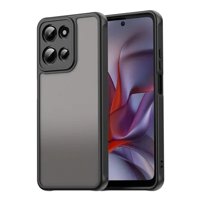 For Motorola Moto G 5G (2025)  /  G Play (2025) 5G Case Drop Proof Airbags Frosted Translucent PC + TPU Phone Back Cover - Black
