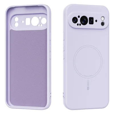 ABEEL For Google Pixel 9 Pro XL Magnetic Case Skin Touch Liquid Silicone Phone Back Cover - Purple