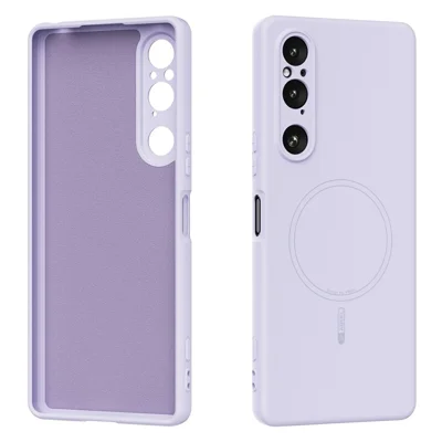 ABEEL For Sony Xperia 1 V Magnetic Case Skin Touch Liquid Silicone Phone Back Cover - Purple
