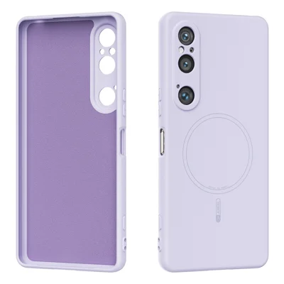 ABEEL For Sony Xperia 1 VI Magnetic Case Skin Touch Liquid Silicone Phone Back Cover - Purple