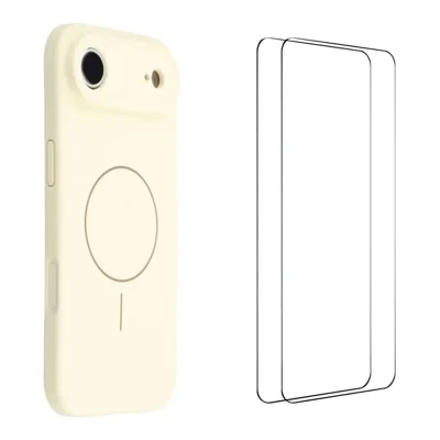 WANLONFENG For iPhone Air Case with 2pcs Screen Films  XQ1 Series TPU Liquid Silicone Precise Cutout Phone Cover Compatible with MagSafe - White