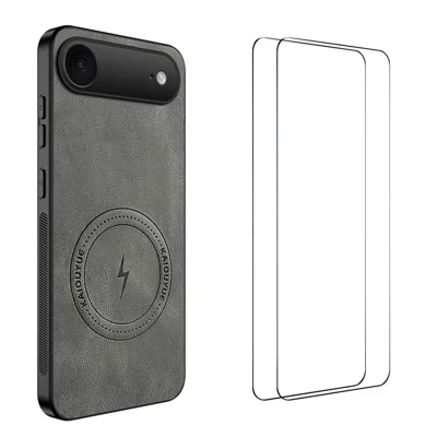 WANLONFENG For iPhone Air Magnetic Case  SD Series PC TPU Phone Cover with 2Pcs Screen Film - Grey