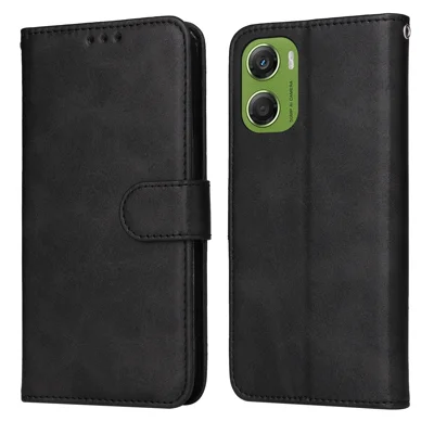 For Motorola Moto G06 Power 4G / G06 4G Case Wallet PU Leather Folio Flip Phone Cover - Black