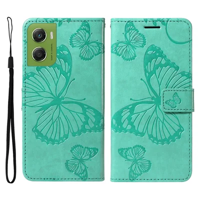For Motorola Moto G06 Power 4G / G06 4G Wallet Case Floral Butterfly Imprinted Leather Phone Cover Stand -  Green