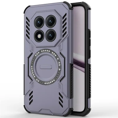 For Xiaomi Poco M8 Pro 5G / Redmi Note 15 Pro+ 5G (Global) Magnetic Case Butterfly Armor Hollow Heat Dissipation PC + TPU Phone Cover - Purple