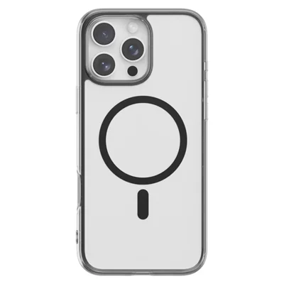 For iPhone 16 Pro Magnetic Case High Transparency PC + TPU Phone Back Cover - Transparent Black