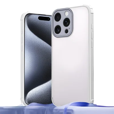 For iPhone 15 Pro Case Reinforced Corner Shockproof TPU + Acrylic Phone Cover - White