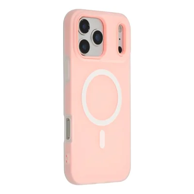 For iPhone 17 Pro Case Compatible with MagSafe PC + TPU Frosted Phone Cover - Pink