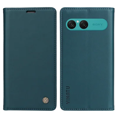 YIKATU For Sony Xperia 10 VII Phone Cases Magnetic Closure PU Leather Mobile Cover - Green