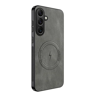 WANLONFENG For Samsung Galaxy S24 FE Magnetic Case  SD1 Series Nappa Texture PC TPU Phone Cover - Grey