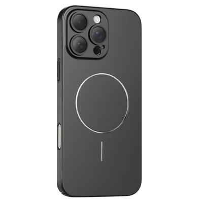 For iPhone 16 Pro Max Case Lens Film Hard PC Matte Phone Cover Compatible with MagSafe - Black