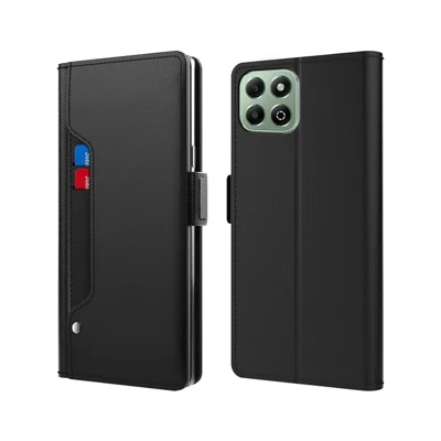 Phone Case For Honor 400 Smart 5G / Play10T 5G / X7d 4G Stand PU Leather Cover Card Holder Mirror - Black