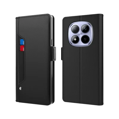 For Xiaomi Poco M8 Pro 5G / Redmi Note 15 Pro+ 5G (Global) Case Stand PU Leather Phone Cover Card Holder Mirror - Black