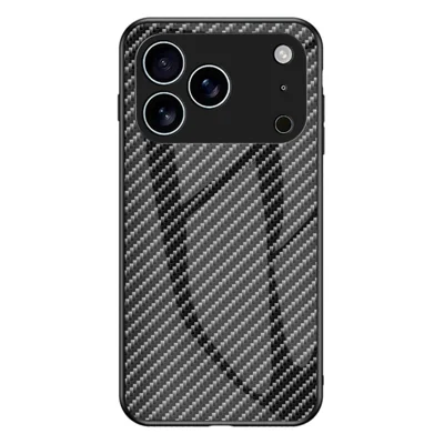 For iPhone 17 Pro Case Tempered Glass Shockproof Phone Cover - Black Fiber