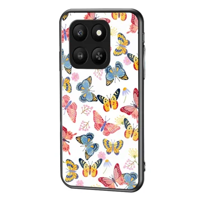 Voor Honor 400 Smart 5G / X7d 4G Hoesje Vlinderpatroon TPU + Gehard Glas Beschermlaag - Kleurrijke Vlinder