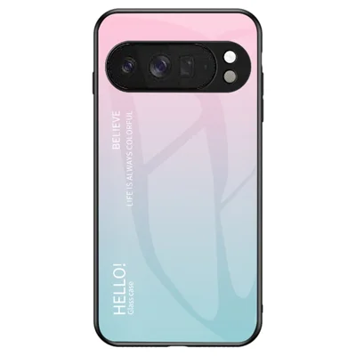 For Google Pixel 10 Pro XL Case Anti-Scratch Tempered Glass + PC + TPU Phone Cover - Gradient Pink Blue