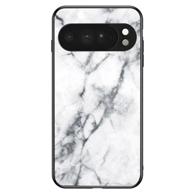 For Google Pixel 10 Pro XL Case Marble Pattern Tempered Glass + PC + TPU Protective Phone Cover - White Marble