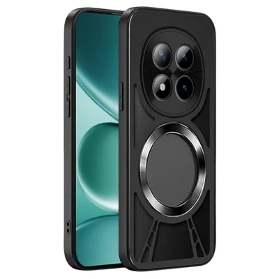 For Xiaomi Redmi Note 15 Pro 5G (Global) Magnetic Case Hollow Heat Dissipation Silicone + PC + Metal Bumper Phone Cover - Black