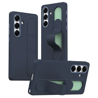 Samsung Galaxy S25 FE hoesje met aanpasbare slimme knopbediening, polsbandje, standaard, PC + siliconen telefoonhoesje - Saflir