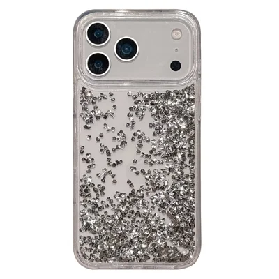 For iPhone 17 Pro Case Bling Rhinestone Quicksand TPU + PC Protective Cover - Silver