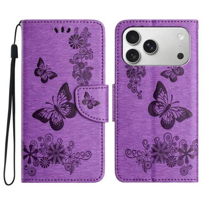 Til iPhone 17 Pro Max Case Sommersproger Blomst Læder Wallet Flip Phone Cover - Lilla